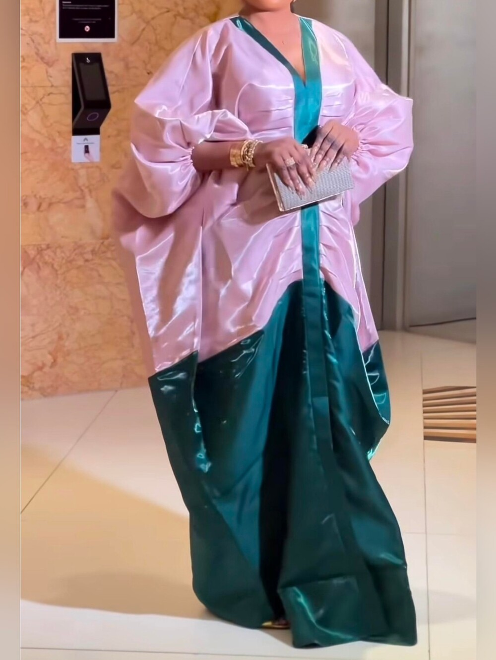 Pink-green Plus Kaftan Boubou